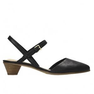 CLARKS Women's 'Mena' Silk Black Low Heel Leather Slingback Flats - Size 8